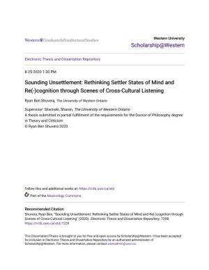 Rethinking Settler States of Mind and Re(-)Cognition Through Scenes of Cross-Cultural Listening