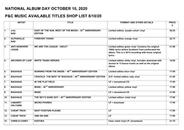 National Album Day October 10, 2020 P&C Music Available