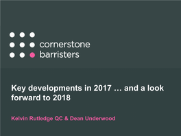 Key Developments in 2017 … and a Look Forward to 2018
