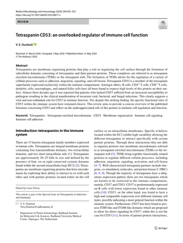 Tetraspanin CD53: an Overlooked Regulator of Immune Cell Function