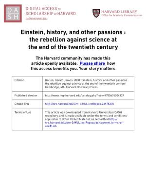 Einstein, History, and Other Passions : the Rebellion Against Science at the End of the Twentieth Century