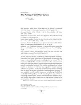 Review Essay the Politics of Cold War Culture