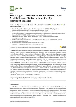 Technological Characterisation of Probiotic Lactic Acid Bacteria As Starter Cultures for Dry Fermented Sausages