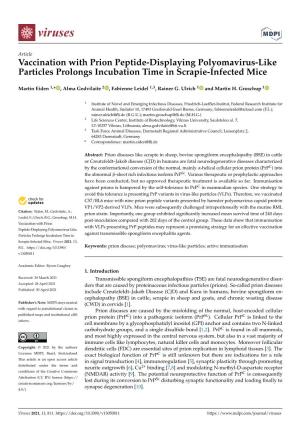 Vaccination with Prion Peptide-Displaying Polyomavirus-Like Particles Prolongs Incubation Time in Scrapie-Infected Mice