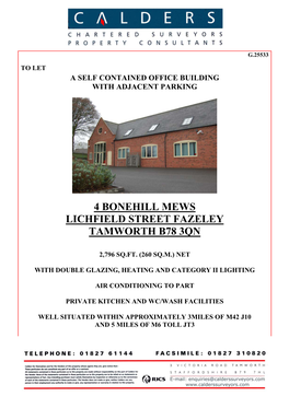 4 Bonehill Mews Lichfield Street Fazeley Tamworth B78 3Qn