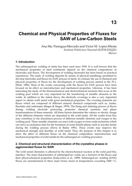 Chemical and Physical Properties of Fluxes for SAW of Low-Carbon Steels