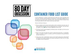 Container Food List Guide