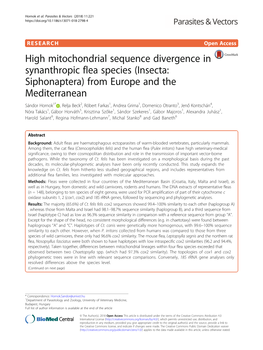 High Mitochondrial Sequence Divergence in Synanthropic Flea