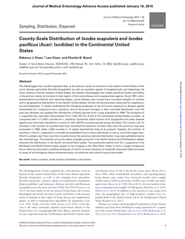 County-Scale Distribution of Ixodes Scapularis and Ixodes Pacificus (Acari: Ixodidae) in the Continental United States
