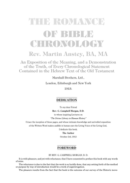 THE ROMANCE of BIBLE CHRONOLOGY Rev
