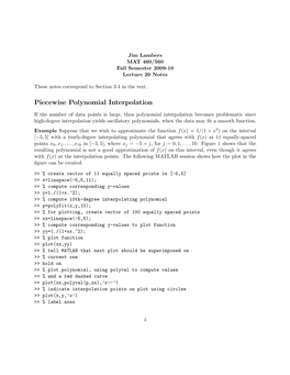 Piecewise Polynomial Interpolation