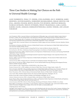 Three Case Studies in Making Fair Choices on the Path to Universal Health Coverage
