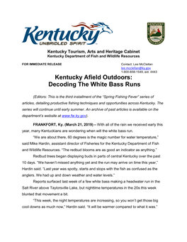 Kentucky Afield Outdoors: Decoding the White Bass Runs