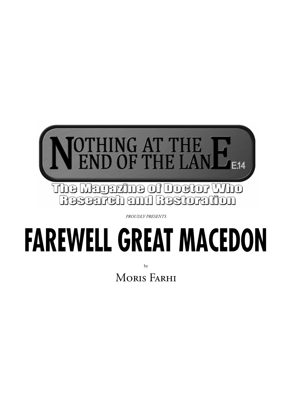 Farewell Great Macedon