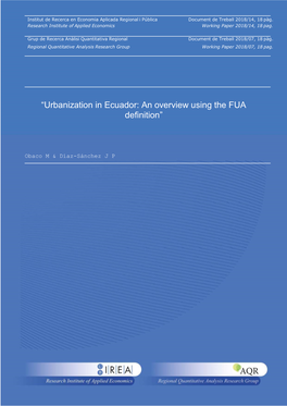 “Urbanization in Ecuador: an Overview Using the FUA Definition”
