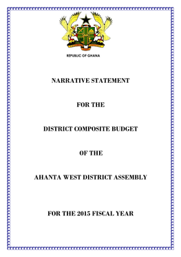 Narrative Statement for the District Composite Budget of the Ahanta