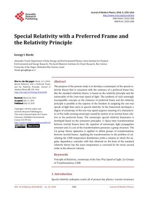 Special Relativity with a Preferred Frame and the Relativity Principle