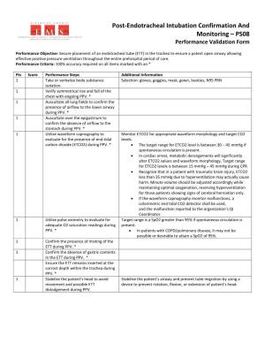 Post-Endotracheal Intubation Confirmation and Monitoring – PS08 Performance Validation Form