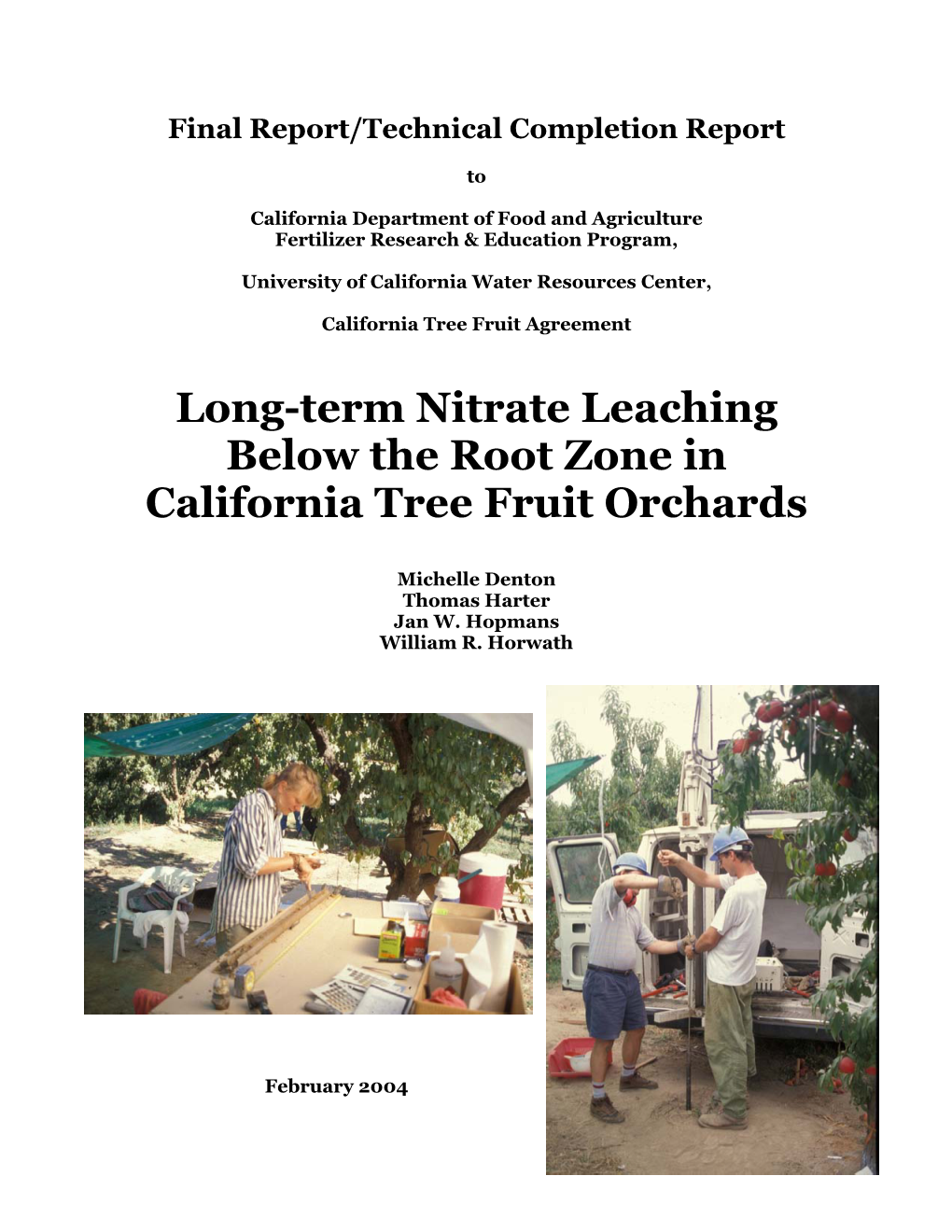 Long-Term Nitrate Leaching Below the Root Zone in California Tree Fruit Orchards