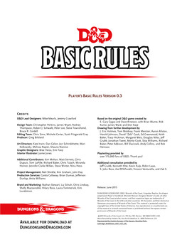 Player's Basic Rules Version