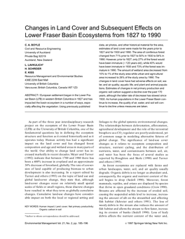 Changes in Land Cover and Subsequent Effects on Lower Fraser Basin Ecosystems from 1827 to 1990
