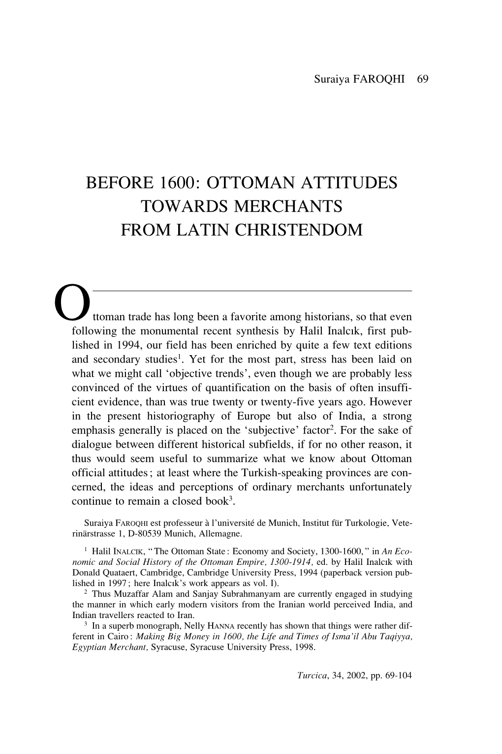 Ottoman Attitudes Towards Merchants from Latin Christendom