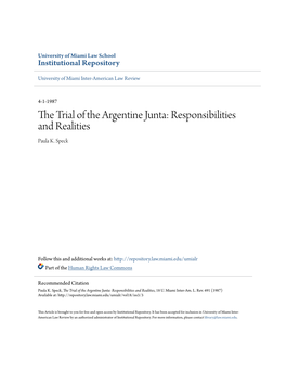 The Trial of the Argentine Junta: Responsibilities and Realities, 18 U