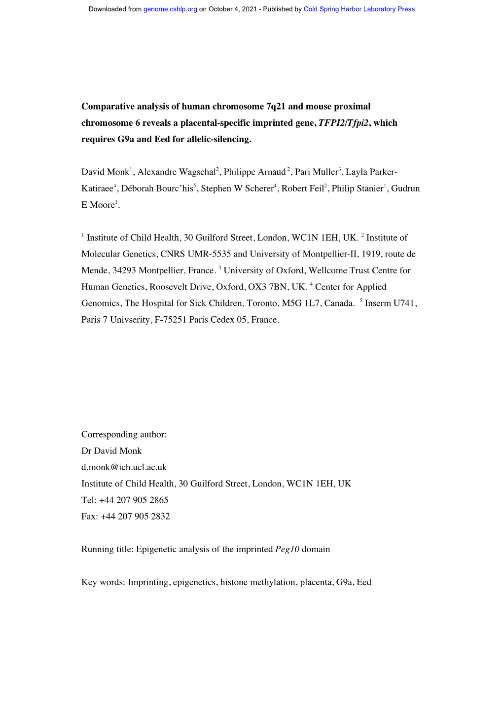 Comparative Analysis of Human Chromosome 7Q21 and Mouse