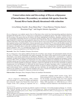 Conservation Status and Bio-Ecology of Brycon Orbignyanus