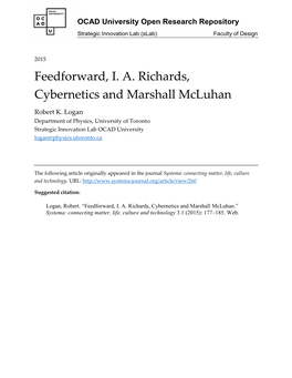 Feedforward, I. A. Richards, Cybernetics and Marshall Mcluhan