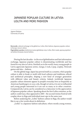 Japanese Popular Culture in Latvia: Lolita and Mori Fashion