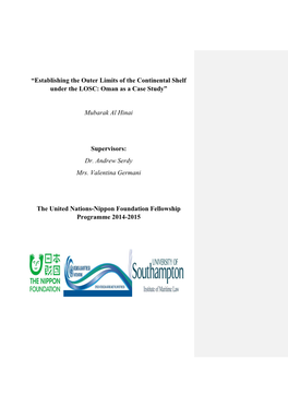 Establishing the Outer Limits of the Continental Shelf Under the LOSC: Oman As a Case Study”