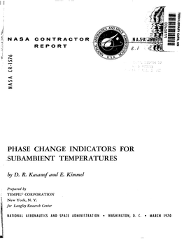 Phase Change Indicators for Subambient Temperatures