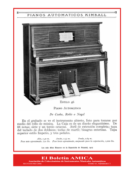 El Boletín AMICA Asociación De Coleccionistas De Instrumentos Musicales Automáticos MAYO/JUNIO 2006 TOMO 43, Númbero 3