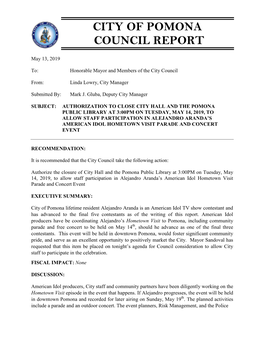 City of Pomona Council Report