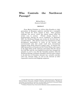 Who Controls the Northwest Passage?