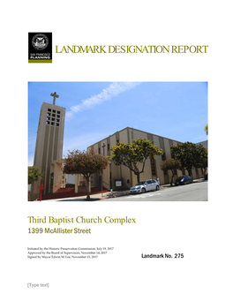 LANDMARK DESIGNATION REPORT Third Baptist Church Complex