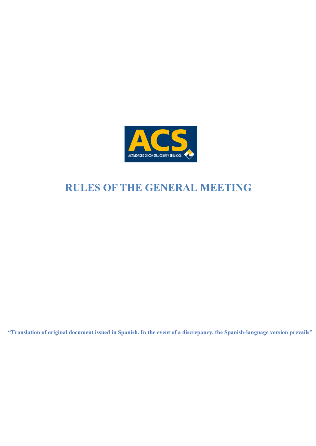 Rules of the General Meeting