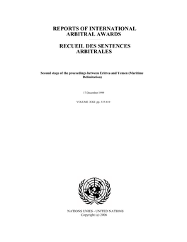 Second Stage of the Proceedings Between Eritrea and Yemen (Maritime Delimitation)