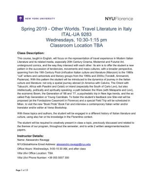 Other Worlds: Travel Literature in Italy