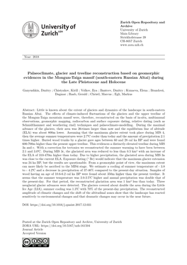 Palaeoclimate, Glacier and Treeline Reconstruction Based On