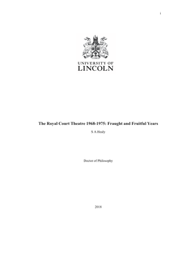 The Royal Court Theatre 1968-1975: Fraught and Fruitful Years