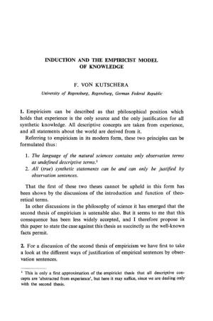 Induction and the Empiricist Model of Knowledge F. Von Kutschera