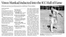 Vinoo Mankad Inducted Into the ICC Hall of Fame 10 Icons Across Eras Honoured to Celebrate Test Cricket