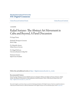 Rafael Soriano: the Abstract Art Movement in Cuba and Beyond, a Panel Discussion Dr