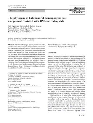 The Phylogeny of Halichondrid Demosponges: Past and Present Re-Visited with DNA-Barcoding Data