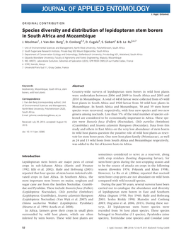 Species Diversity and Distribution of Lepidopteran Stem Borers in South Africa and Mozambique J