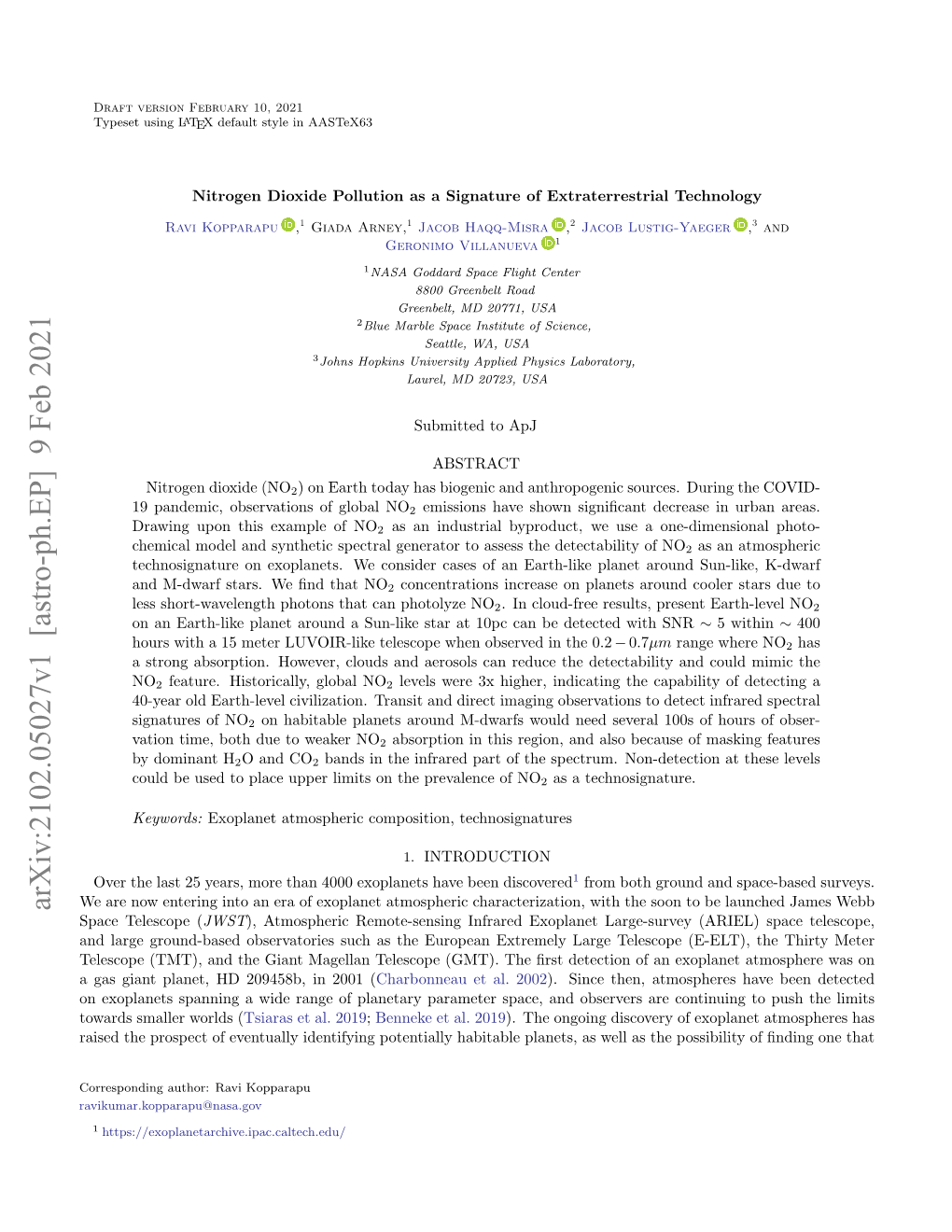 Nitrogen Dioxide Pollution As a Signature of Extraterrestrial Technology