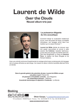 Laurent De Wilde Over the Clouds Nouvel Album Trio Jazz