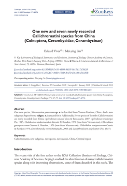 One New and Seven Newly Recorded Callichromatini Species from China (Coleoptera, Cerambycidae, Cerambycinae)